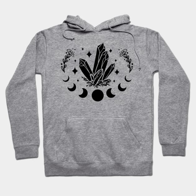 Crystal Moon Celestial Witchy Design Hoodie by Anonic